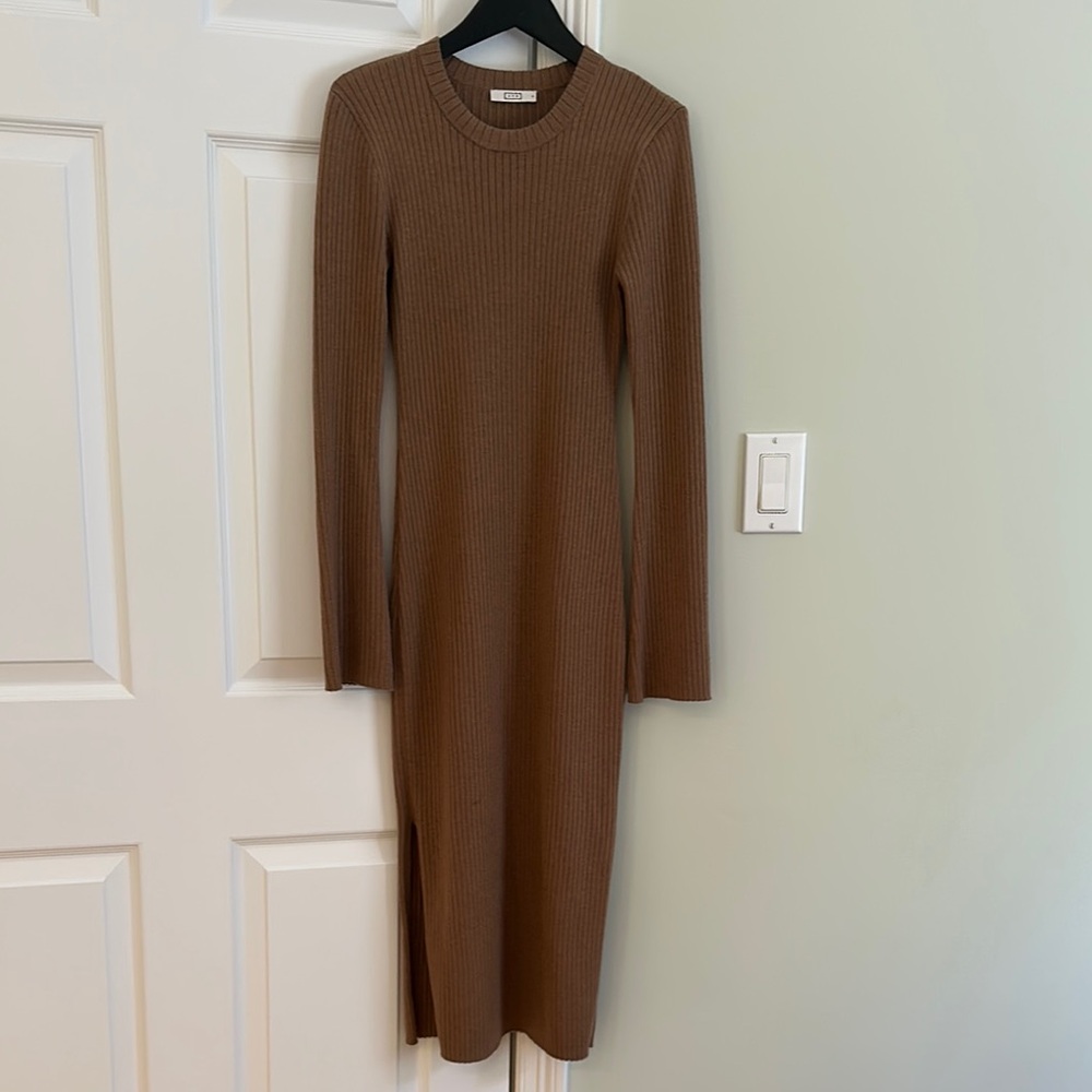 AYR Brown Crowd Pleaser Sweater Dress with Long Sleeves
